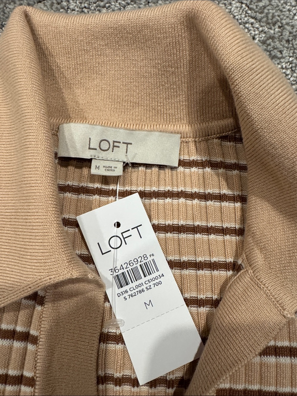 LOFT Beige Striped Polo Knit Maxi Dress - Picture 3 of 3